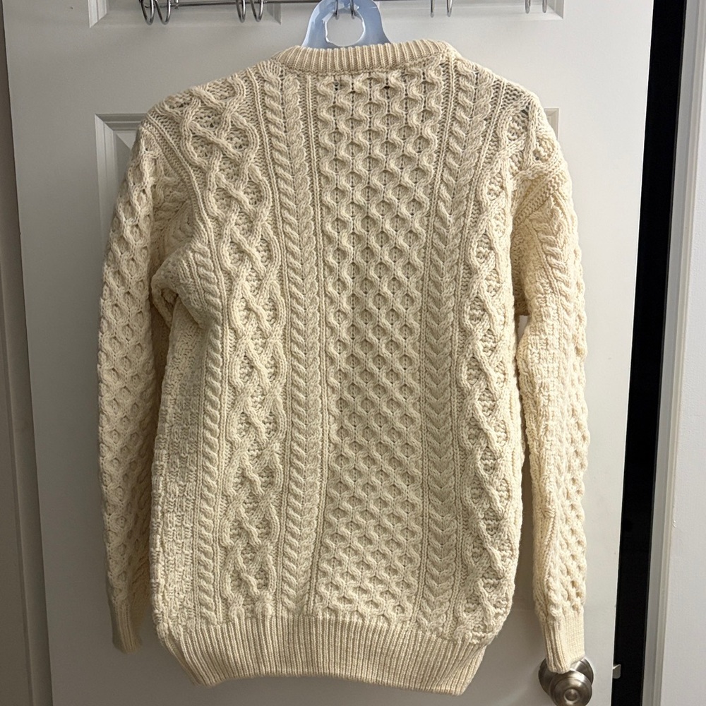 Gender neutral authentic Irish knit Knit Merino wool Sweater - Cream - Picture 2 of 7